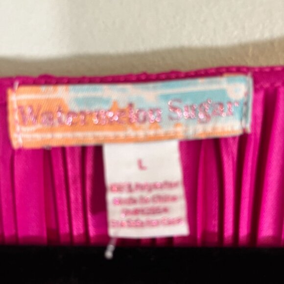 Retro Crinkle Feminne Peplum Top L Coquette Boho Y2K Chic Shiny Festive Holiday - Picture 6 of 11